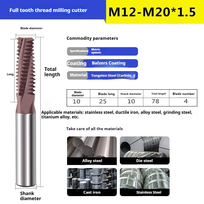 6032 60 degree thread milling cutter single thread, three threads, full thread CNC machining center tungsten steel alloy coated milling cutter can be customized Shandong Denso Pricision Tools Co.,Ltd.